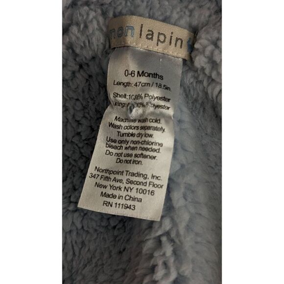 Mon Lapin Baby's Hooded Plush Baby Bunting Snowsuit Light Blue Size 0-6 Months - Picture 10 of 10